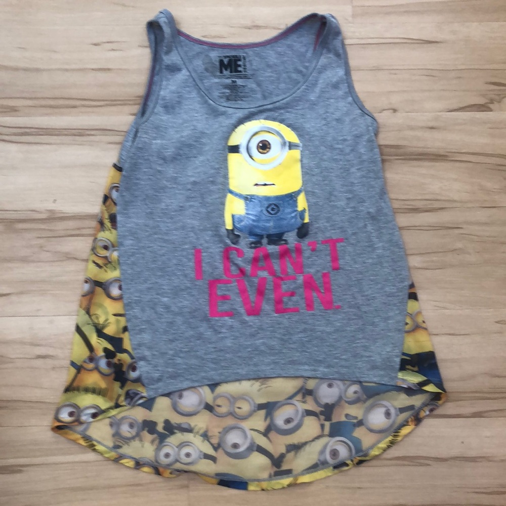 Despicable Me Grey Yellow Minion Sleeveless Tank Top Shirt Women’s Medium‎